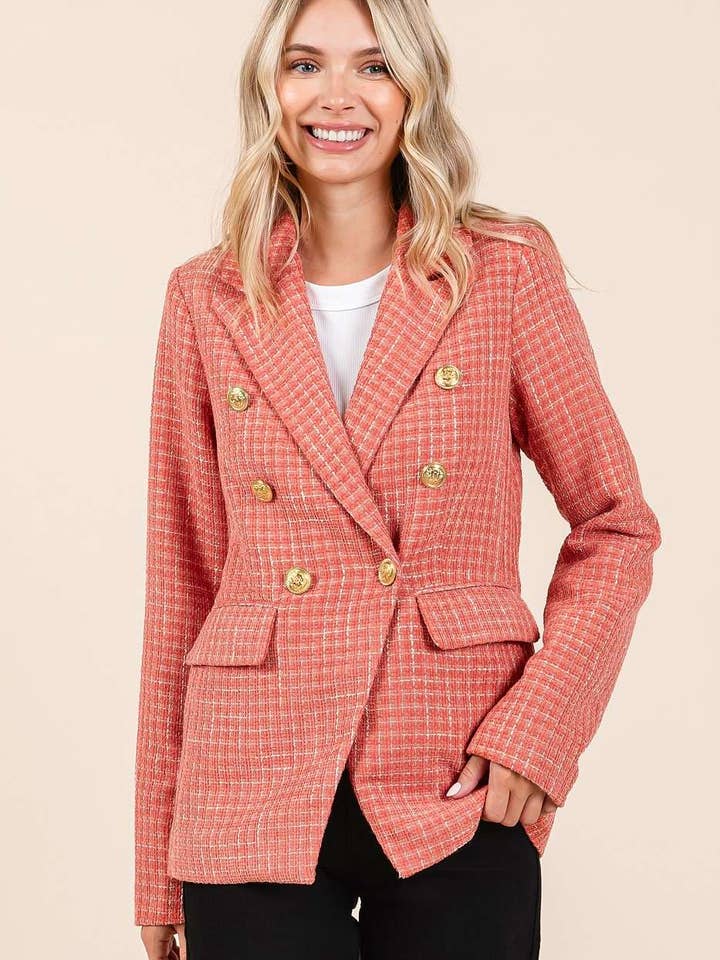 KAVAJJACKA I TWEED GULDKNAPP MED NAGG för wholesale av mittoshop