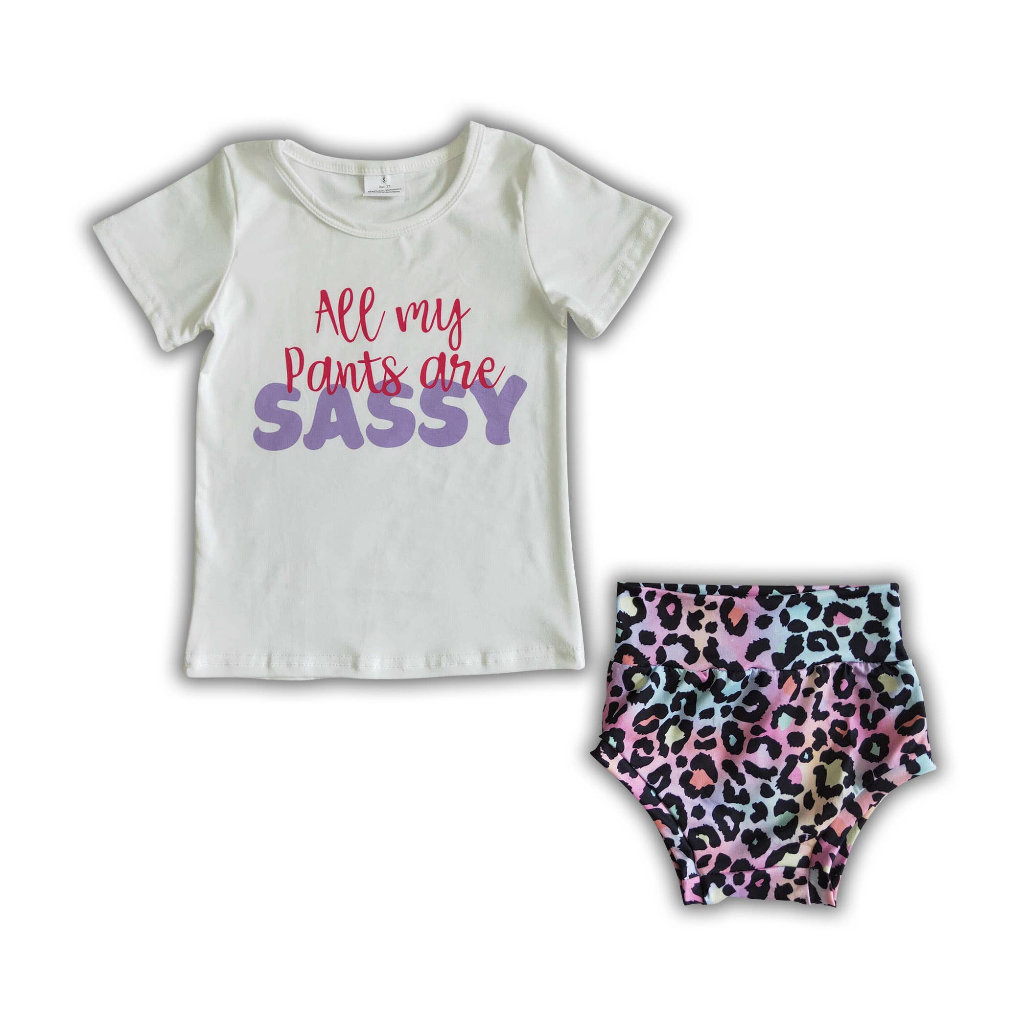 Yawoo Garments - Wholesale Clothing Set - Baby - All my pants are sassy shirt leopard bummies baby outfits4