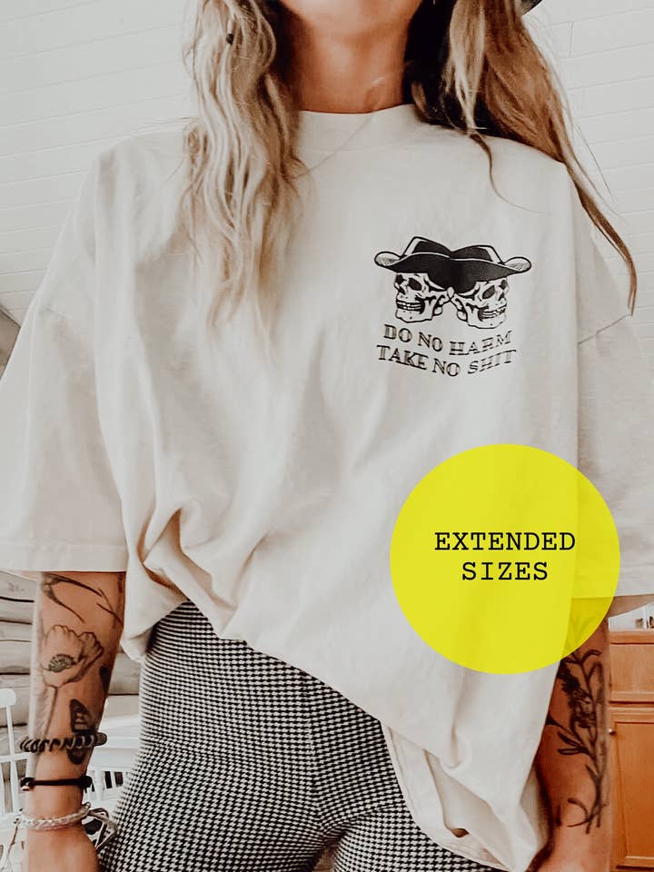 WE THE BABES - Wholesale Screen Printed T-Shirt - Women's - *PLUS* Do no harm skeleton Womens Graphic Tee - Ivory