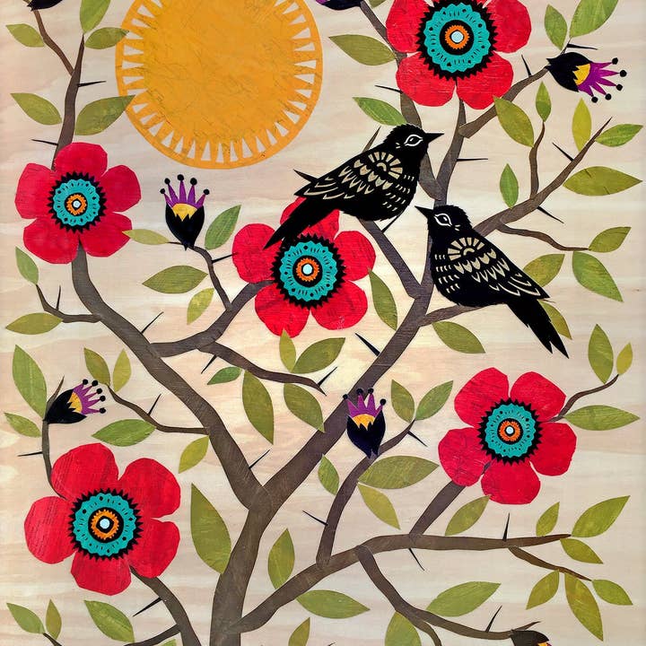 Impresión artística de papel cortado con flores entre las espinas, 11 x 14 pulgadas para venta al por mayor de Rural Pearl: Cut Paper Art by Angie Pickman