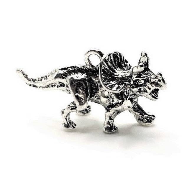 Charms Dinosaure Triceratops Argent 3D, 33x17mm pour la vente par Guerrilla Charm