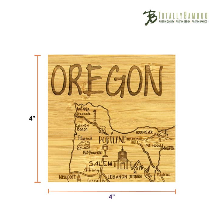 Totally Bamboo - Wholesale Coasters - Oregon Puzzle 4-Pc. Coaster Set with Case
