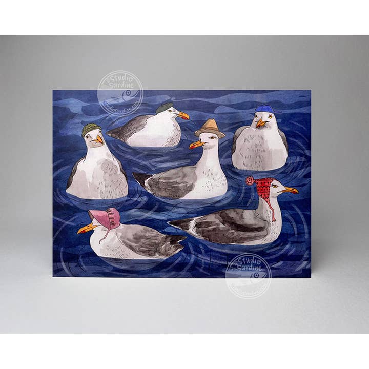 Cartes de correspondance élégantes avec mouettes, format A7, cartes de vœux vierges pour la vente par Studio Sardine