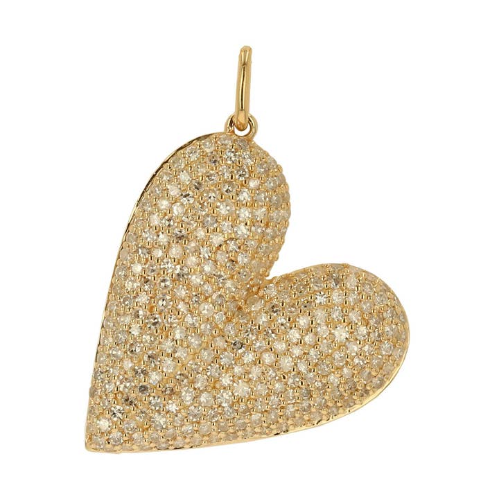Pendentif Cœur Pavé de Diamants Surdimensionné pour la vente par Rachel Reid Jewelry