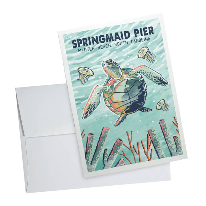 Tarjeta de notas 108951 Myrtle Beach, Carolina del Sur, Springmaid Pi para venta al por mayor de Lantern Press
