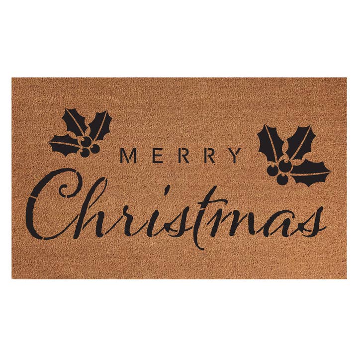 Merry Christmas / 18x30 Indoor/Outdoor Coir Mat for wholesale by Second Nature by Hand