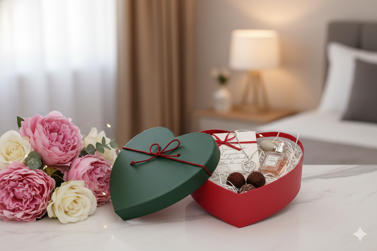 Emartbuy - Vendita all'ingrosso Confezioni regalo - Scatola regalo a forma di cuore di lusso rossa/verde - Singola (Taglie disponibili)5