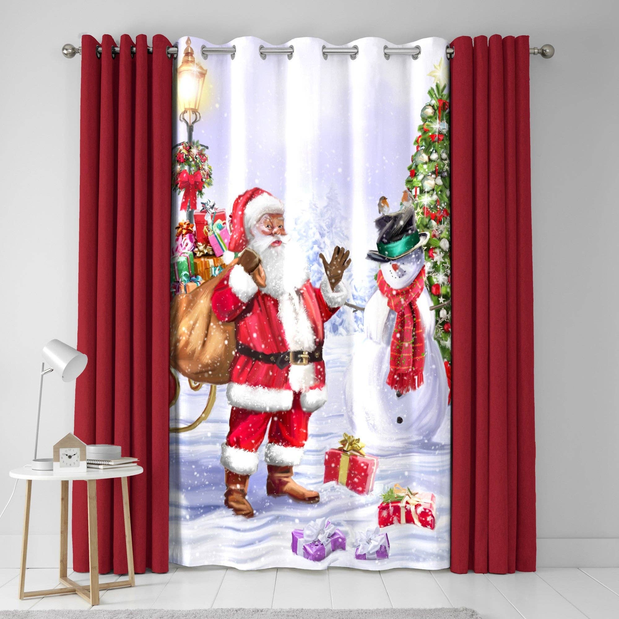 UW Home – wholesale Curtain – Christmas Santa & Snowy Door Curtain by Fusion in Multi0