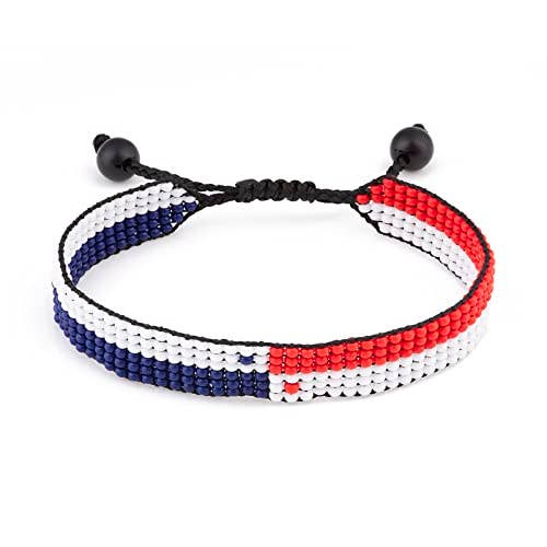 Pulseira Bandeira do Panamá: Pulseira Artesanal, Pulseira de Corda Estilo Boho com Frisas Ajustáveis com Design Patriótico por atacado de Fahari Luxury