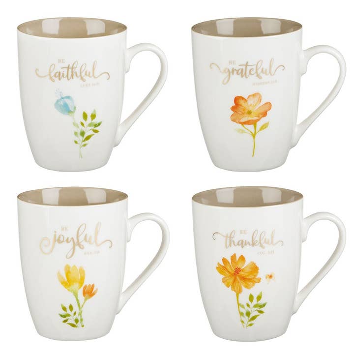 Mug Set 4pc Grateful Floral for wholesale by Christian Art Gifts