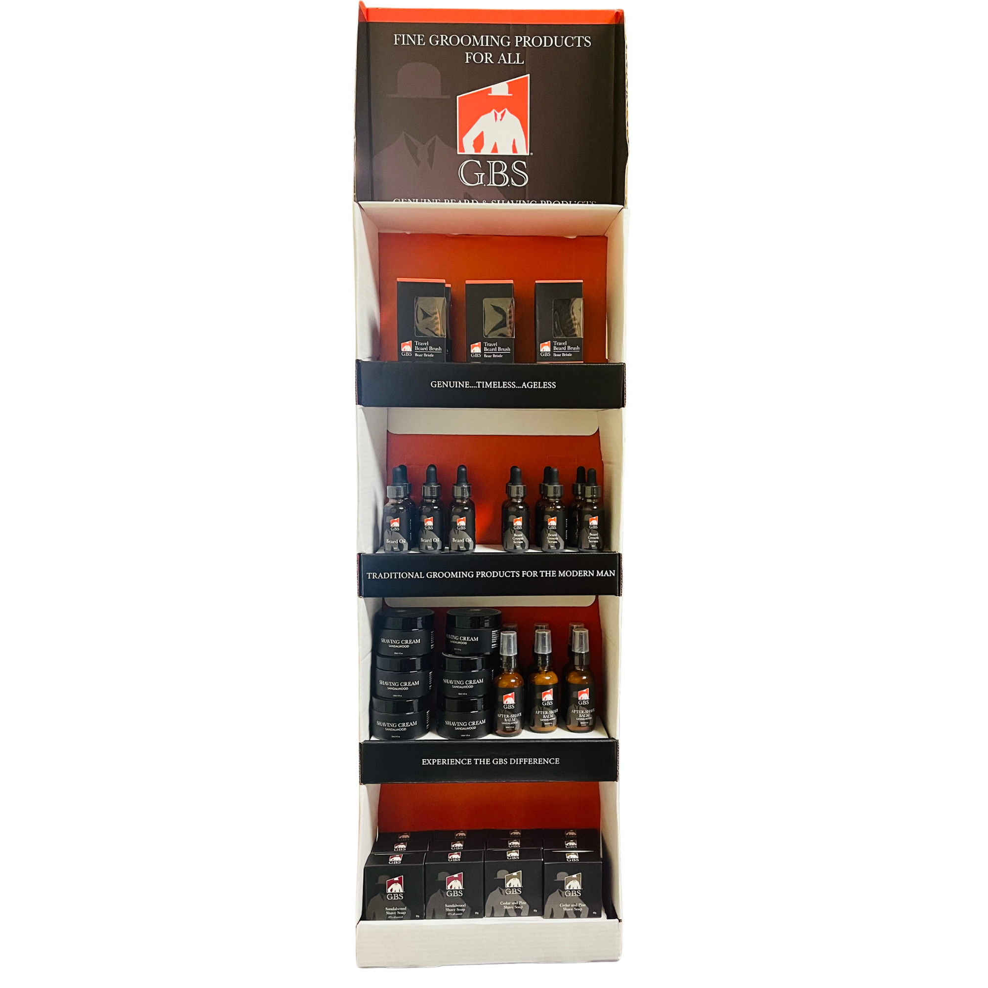 GENTS FINE GROOMING PRODUCTS - Wholesale Retailer Display - Beauty & Wellness - G.B.S Floor Display Shipper1