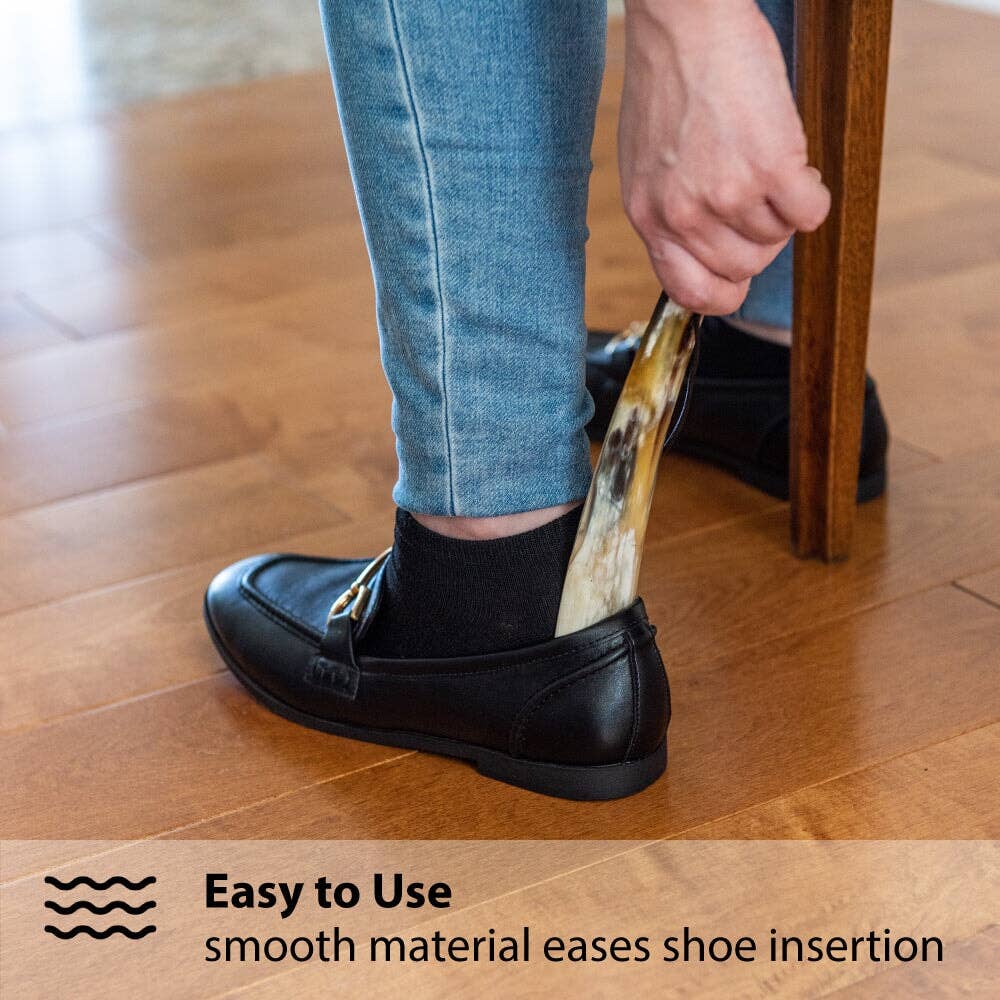 FootFitter - Wholesale Shoe Horn - Unisex - FootFitter Genuine Bull Horn Shoe Horn, 9"2