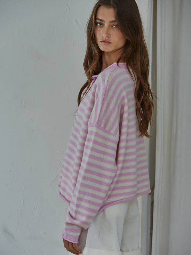 By Together - Wholesale Knit Sweater - Women's - W2537 | Knit Polyester Acrylic Striped Sweater Cardigan 15