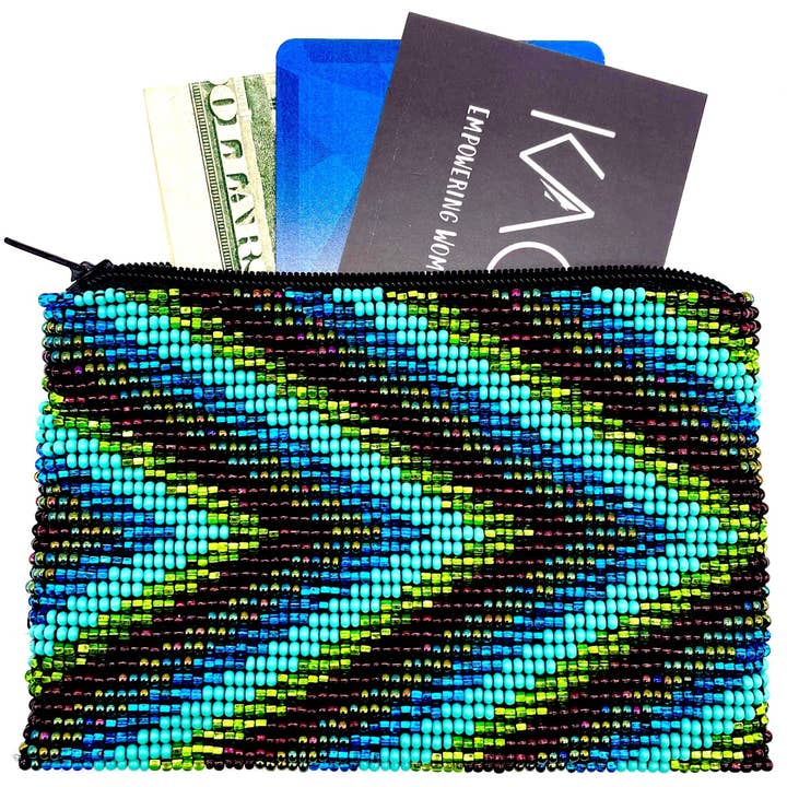 Custodia con cerniera a freccia blu e verde per la vendita all'ingrosso da parte di KAQCHI