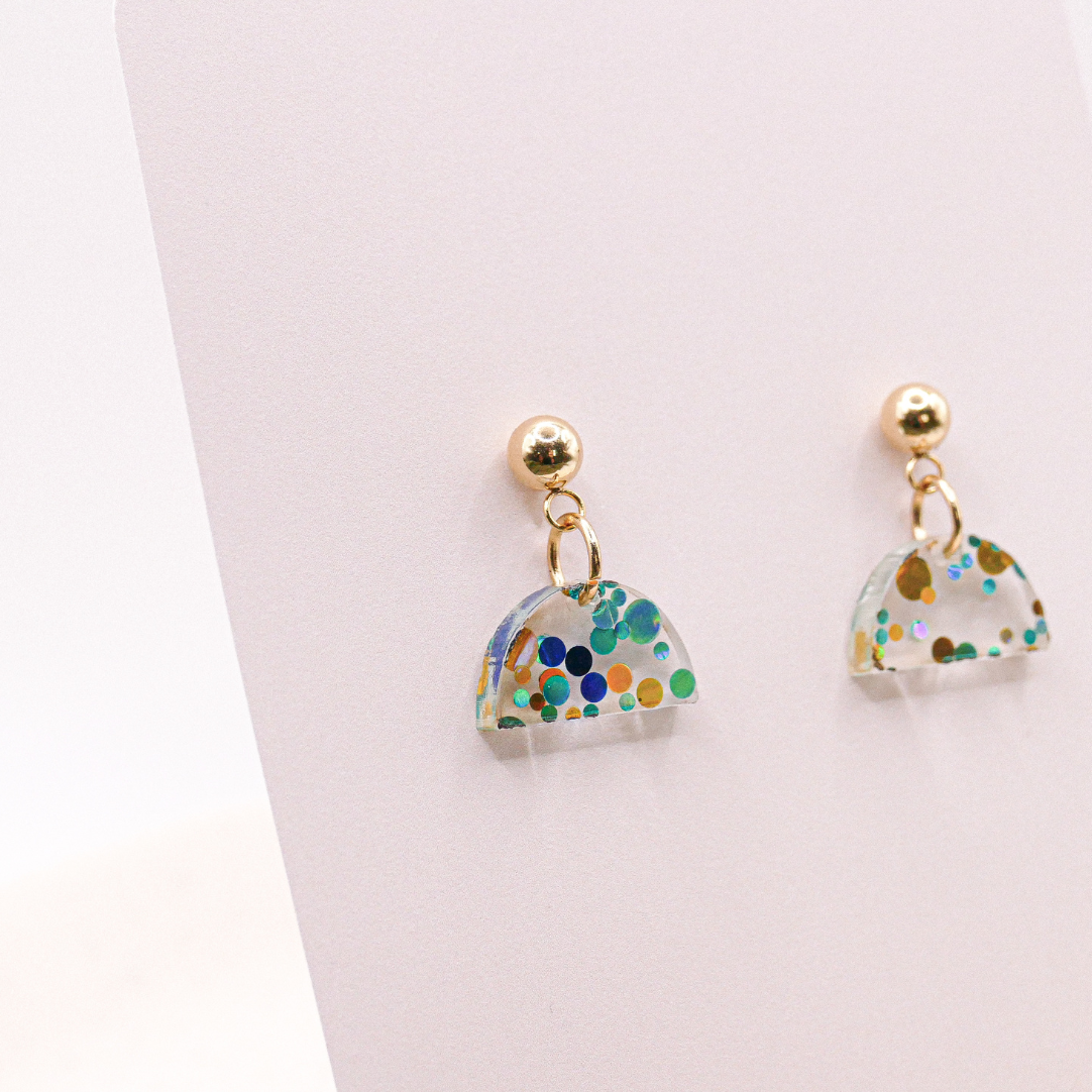 Tilda&Theo - Wholesale Dangle Earrings - Confetti semicircle acrylic stainless steel/sterling earrings0