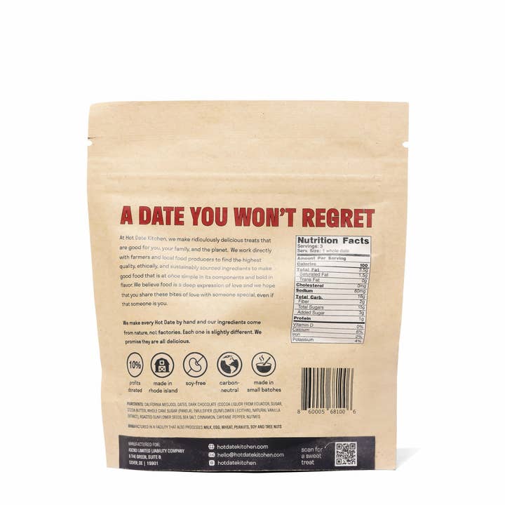 Hot Date Kitchen - Vendita all'ingrosso Dolci ricoperti di cioccolato - Dattero Medjool della California ricoperto di cioccolato: ripieno di burro di semi di girasole speziato (3 per confezione)6