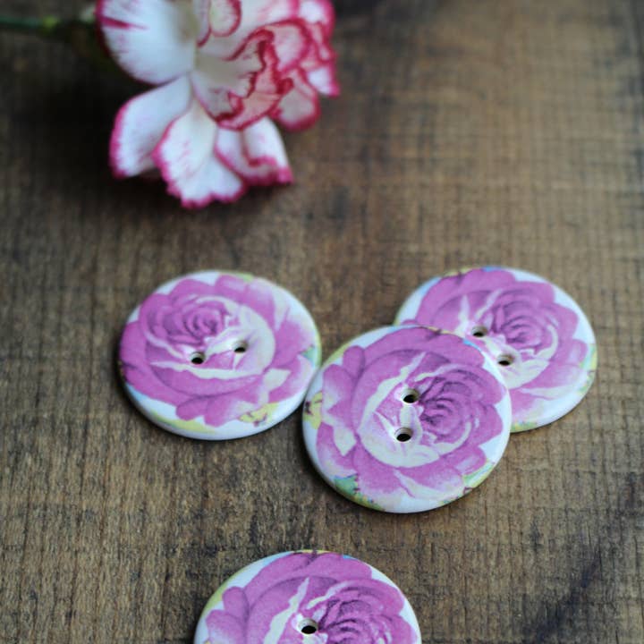 NNK Press - Wholesale Sewing Button/Snap - Vintage Florals Ceramic Buttons (Set of 10)4