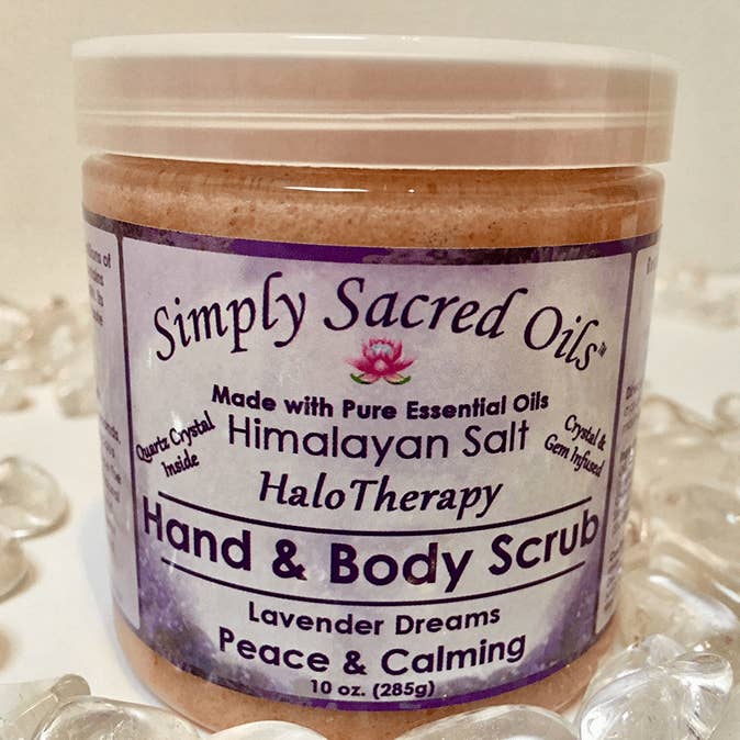 Lavender Dreams Peace & Calming Himalayan Salt Scrub for wholesale by Simply Sacred Oils, Inc.