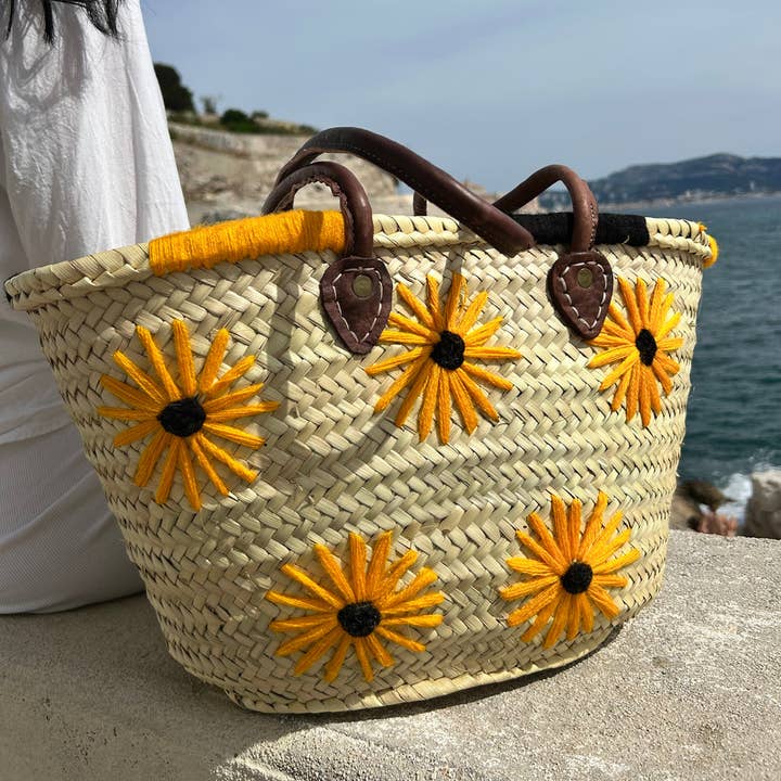 craftberber - Wholesale Beach Bag - Boho Straw Beach Bag – Palm Leaf & Leather Handle2