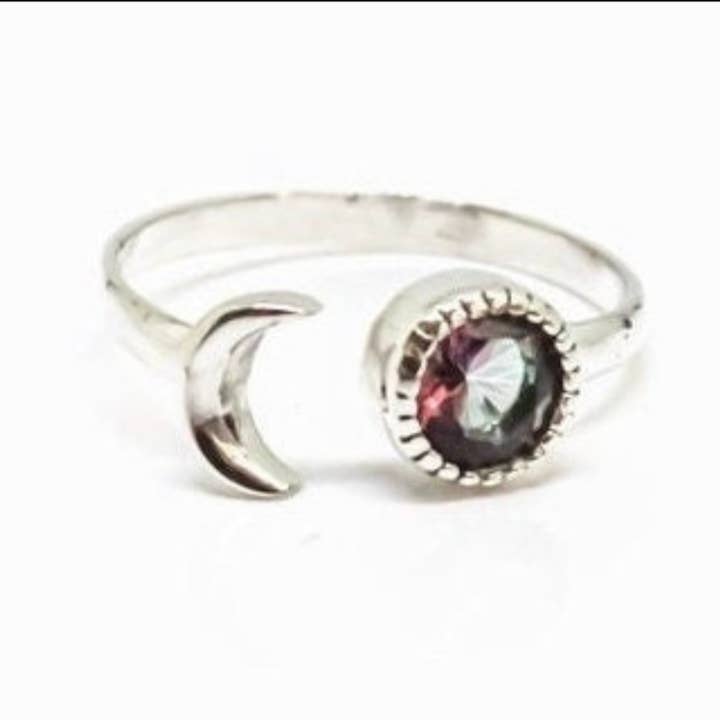 Quasar Gems USA - Wholesale Band/Stacked Ring - Mystic Topaz Ring Sterling Silver Adjustable