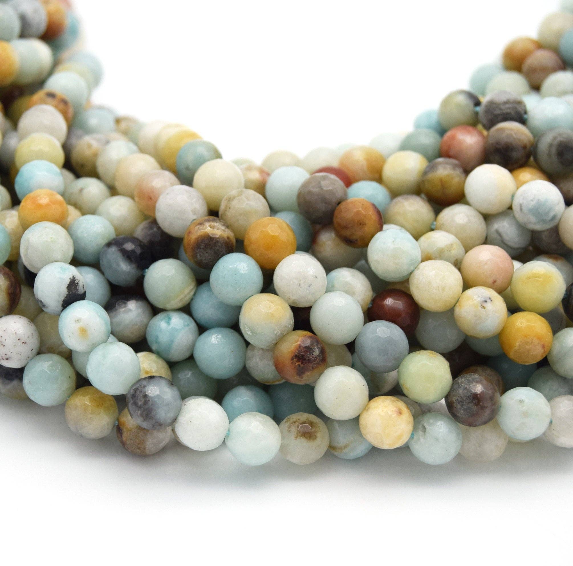 Only Beads - Wholesale Beads - Amazonite Beads - Faceted Round Gemstone Beads0
