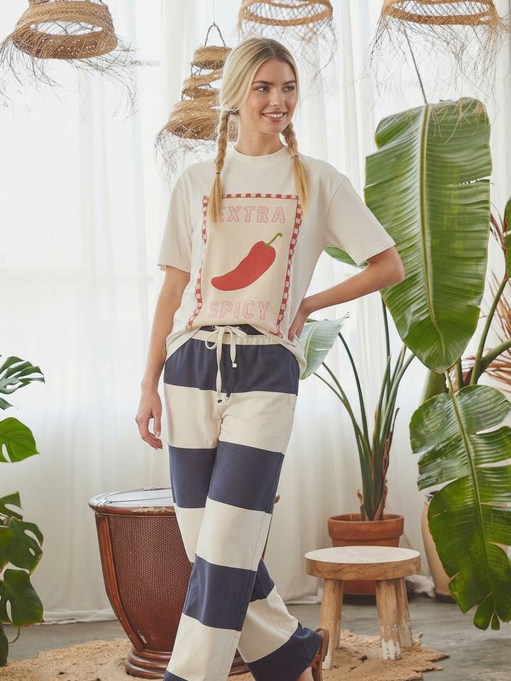 Calças de perna larga com riscas em blocos de cor por atacado de JADE BY JANE