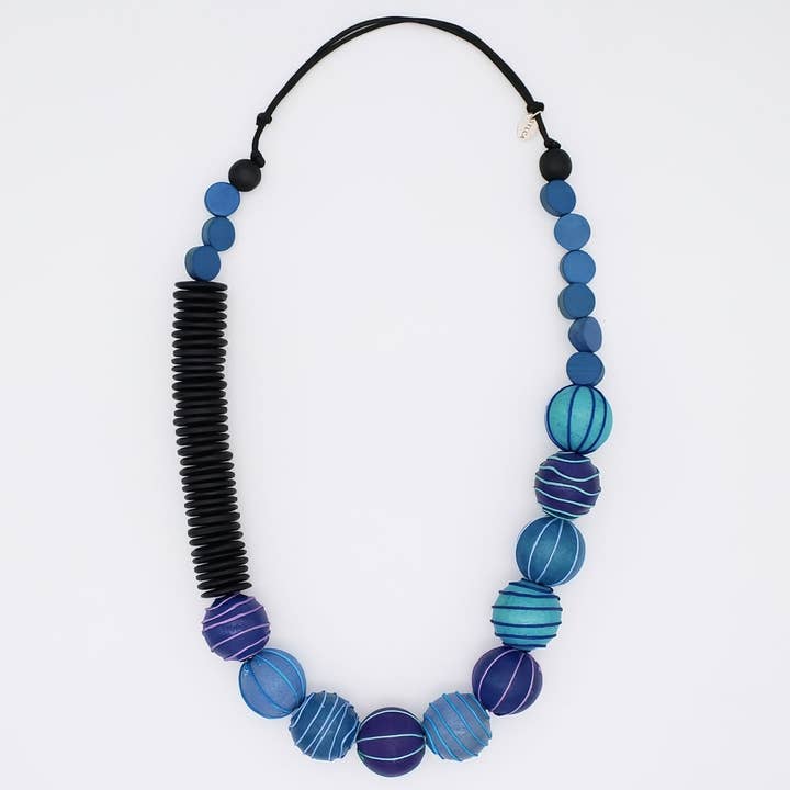 Collier de perles enroulées Anaya bleu pour la vente par Sylca Designs