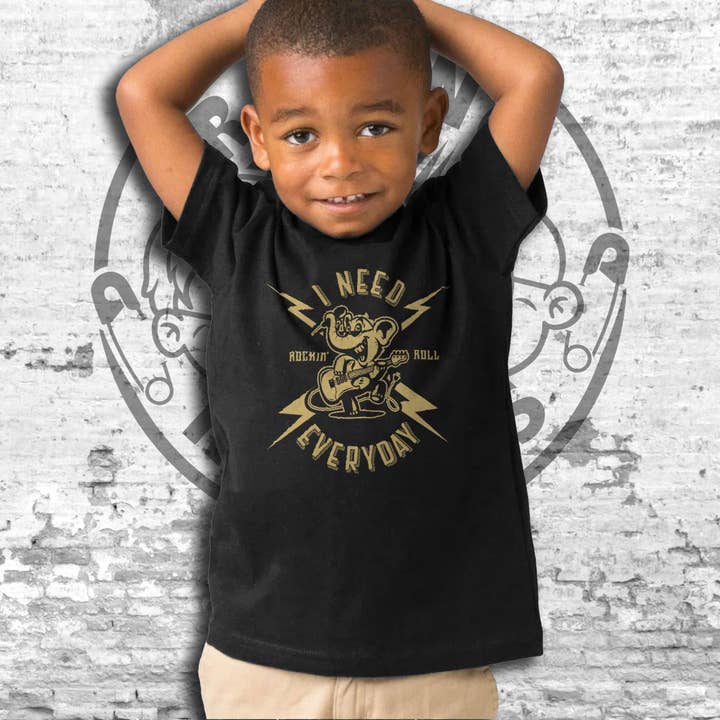 Rock and Roll Everyday Short Sleeve Toddler T-Shirt for wholesale by Raging Rascals