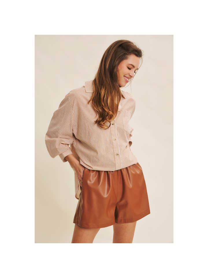 in february - Wholesale Buttoned-down shirt – Women's - SEASONLESS EASE COTTON PINSTRIPE BUTTON-DOWN OVERSIZED SHIRT21