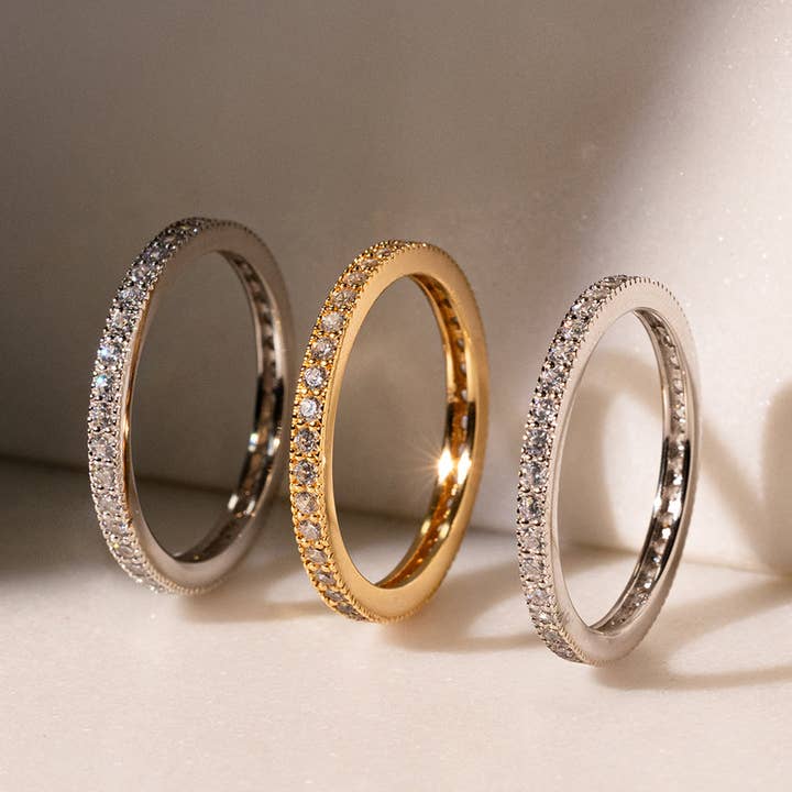 Sterling Forever - Wholesale Multi-Stone Ring - Sterling Silver Thin CZ Band Ring12