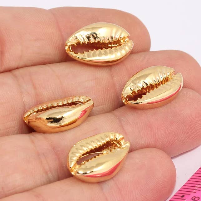 12x18mm 24k Skinnende Guld Kaurimusling Charms, BRT123 for engroshandel hos QueenJewelryM