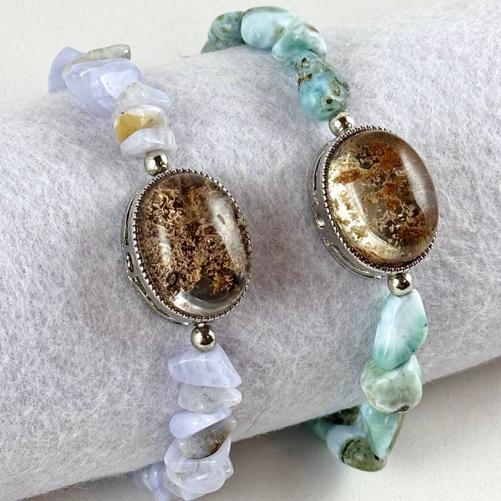 Liv Rocks - Wholesale Beaded Bracelet - Bracelets Garden Quartz w/ Larimar or Blue Lace Agate