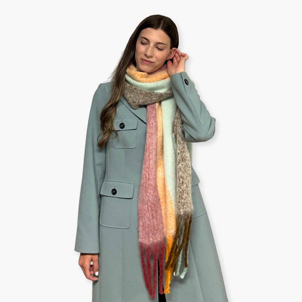 Humble Hilo - Wholesale Scarf - Women's - Humble Hilo Woven Chunky Scarf Cocoon Fringe13