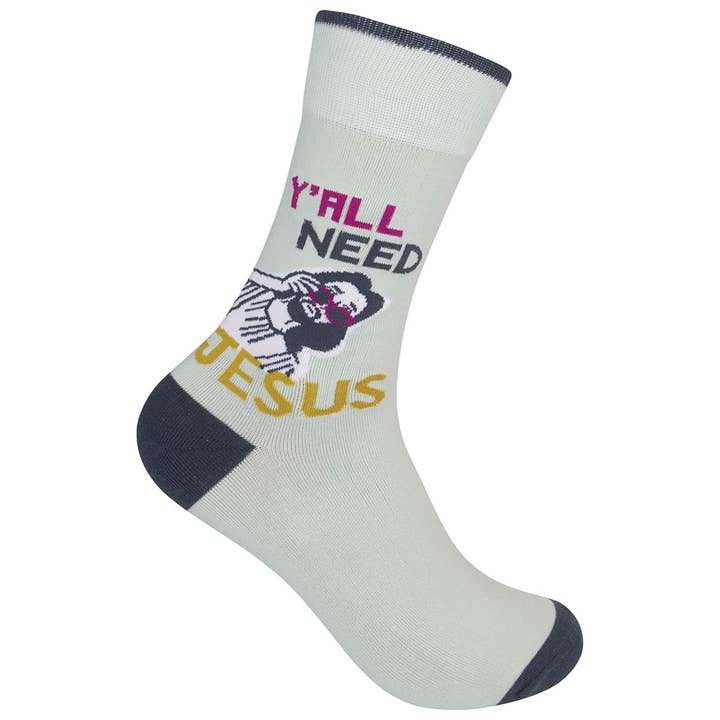 Funatic - About Face Designs - Nice Enough Merch Co - Wholesale Socks – Unisex - Y'all Need Jesus Socks | Funny Unisex | Funatic5