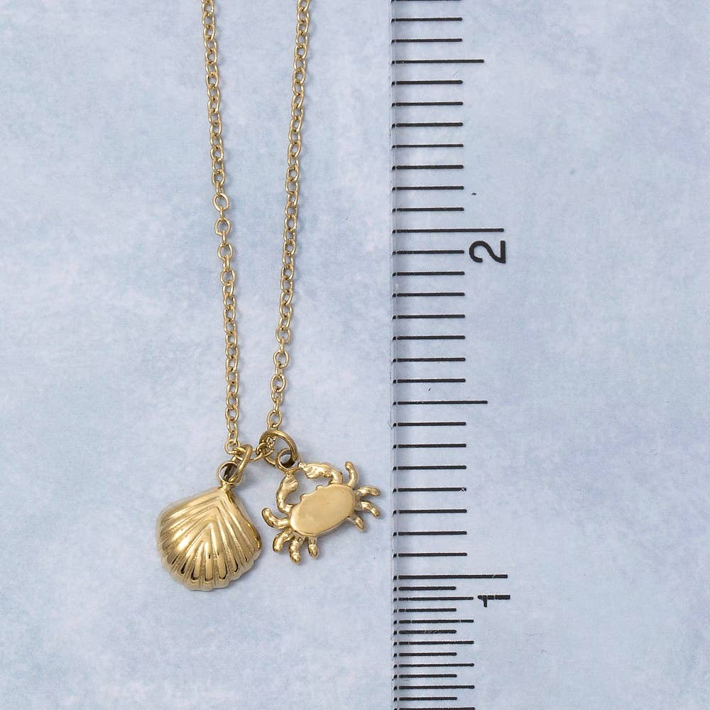 G Stainless Steel Crab And Shell Pendant Necklace for wholesale on Faire3