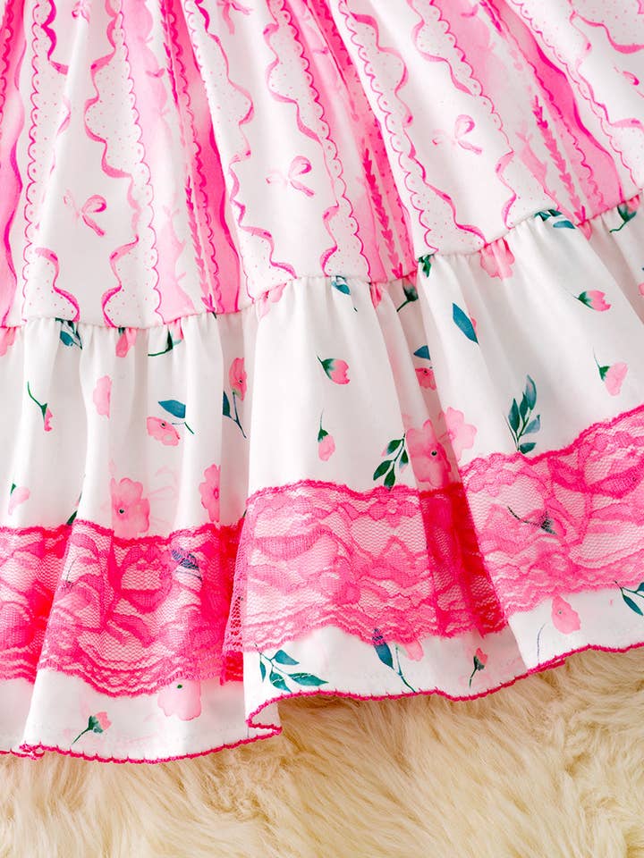 Kids Charm Online - Wholesale Dress - Kids - Chick coquette floral dress w/ lace detail. DRG41003 SOL2