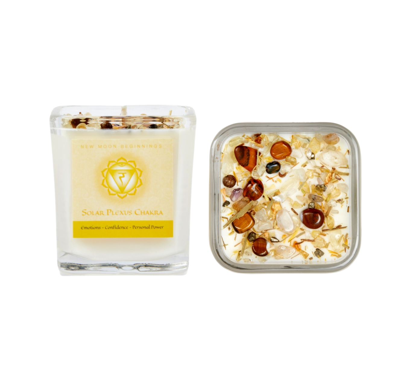 New Moon Beginnings - Wholesale Jar/Filled Candle - Seven Chakra Candles - Soy Candle - Herb & Crystal Candles17