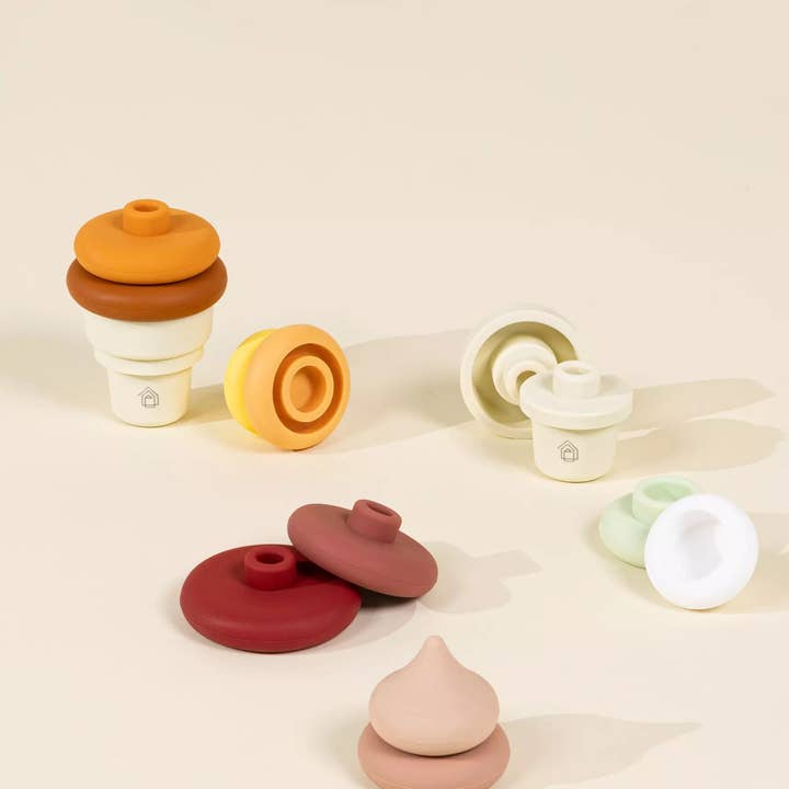 Coco Village - Wholesale Stacking Rings Game - Baby - 3 Sets of Silicone Stackable Ice Cream Cones (18 pcs)