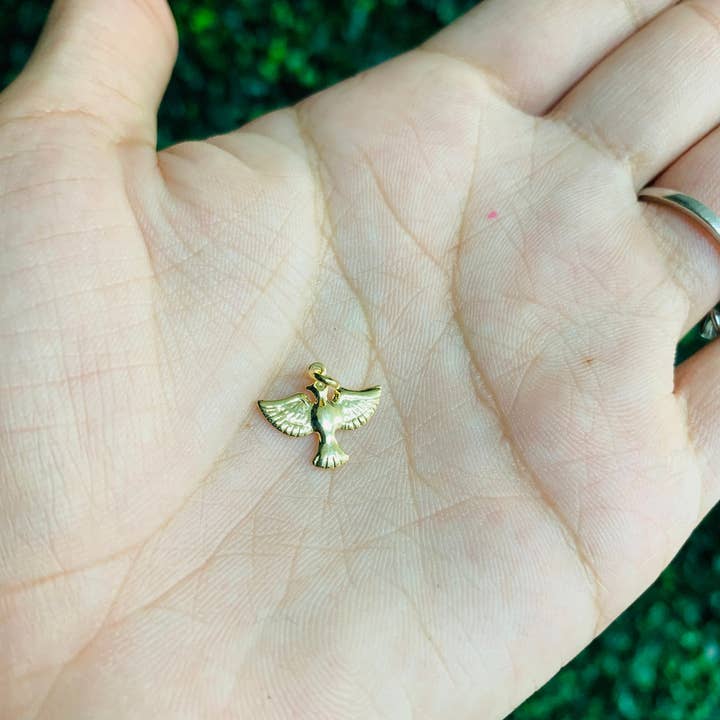 The Bead Bazaar - Wholesale Individual charm/pendant - 18K Gold Filled Holy Spirit Charm, Religious Charms, Dove Bird Pendant, Christian Pendants, Holy Spirit Pendant, Bracelet Charm, Religious Medal1
