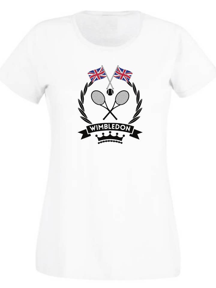 Second Ave Ladies Wimbledon Tennis White T Shirt for wholesale by Second Ave Gift Company