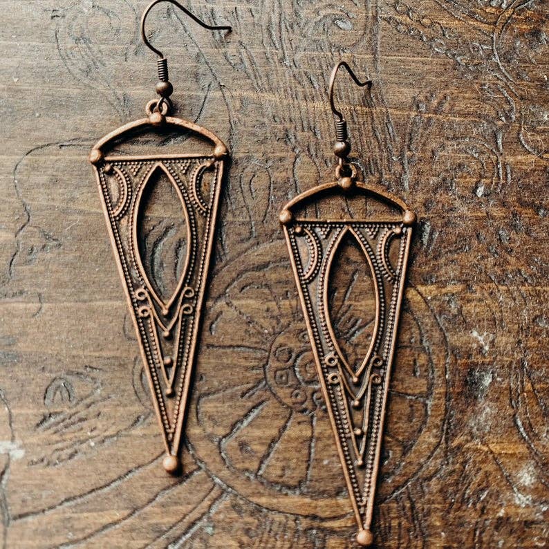 Red Shed Designs - Wholesale Dangle Earrings - Antique Copper Boho Spike Earrings, Boho, Minimalist Earring7