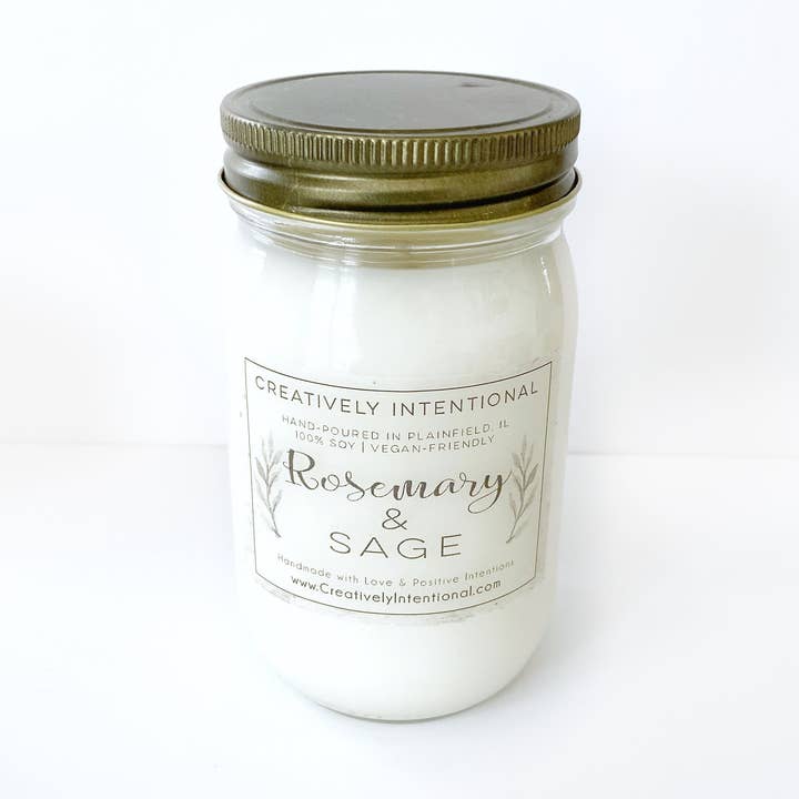 Bougies de soja au romarin et sauge pour la vente par Creatively Intentional Candle Co.
