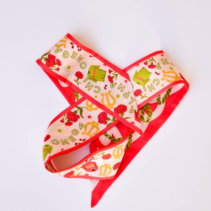Saturday Silks - Wholesale Scarf - Women's - Alpha Chi Omega Skinny Scarf2