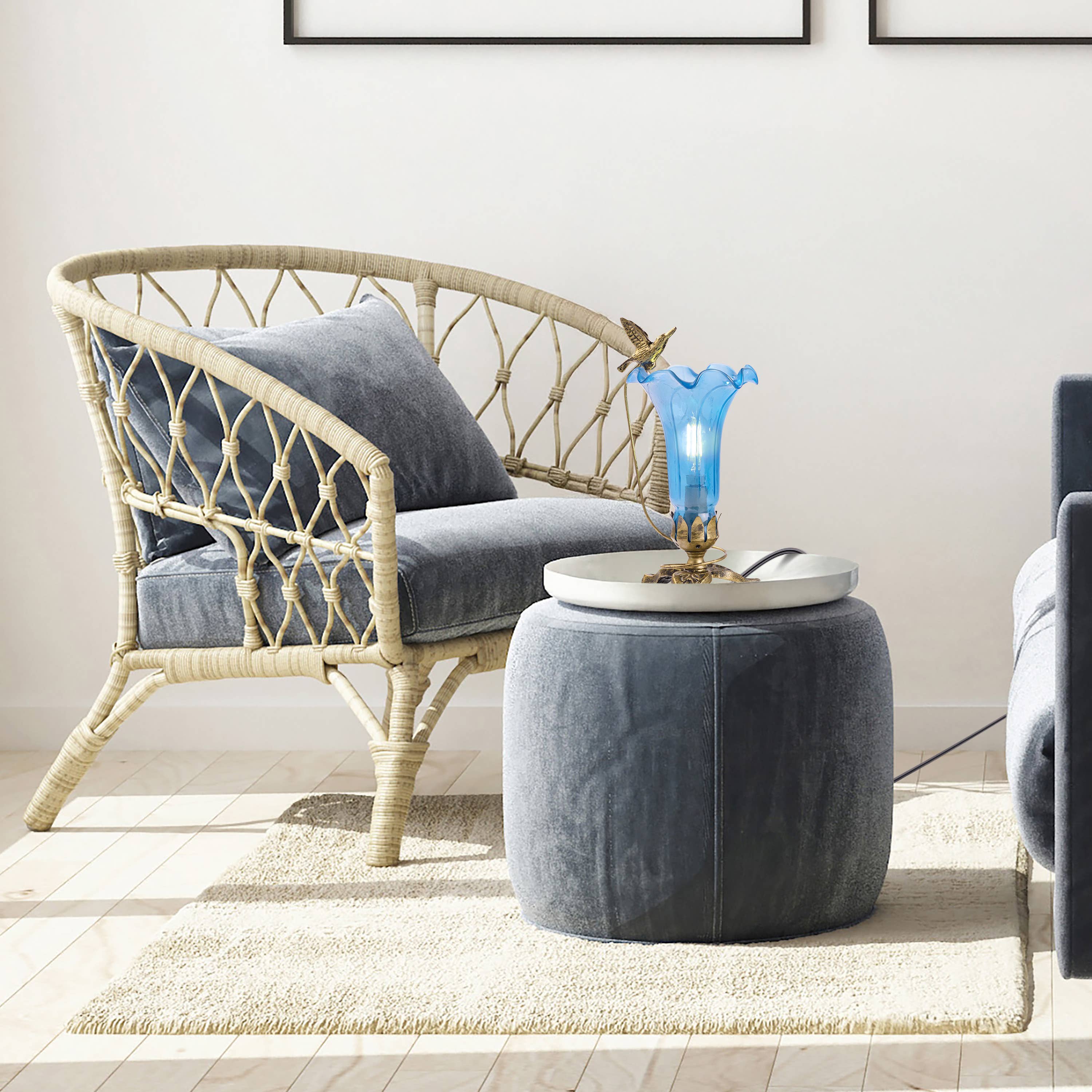 River of Goods - Wholesale Accent/Desk Lamp - 10.25"H Blue Hand Blown Glass Lily Accent Lamp4