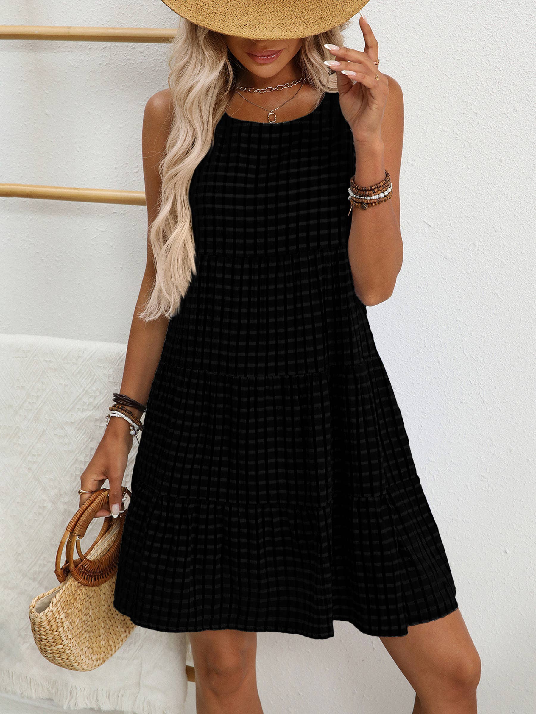 Wholesalesir - Wholesale Dress - Women's - Sleeveless Plaid Dress1