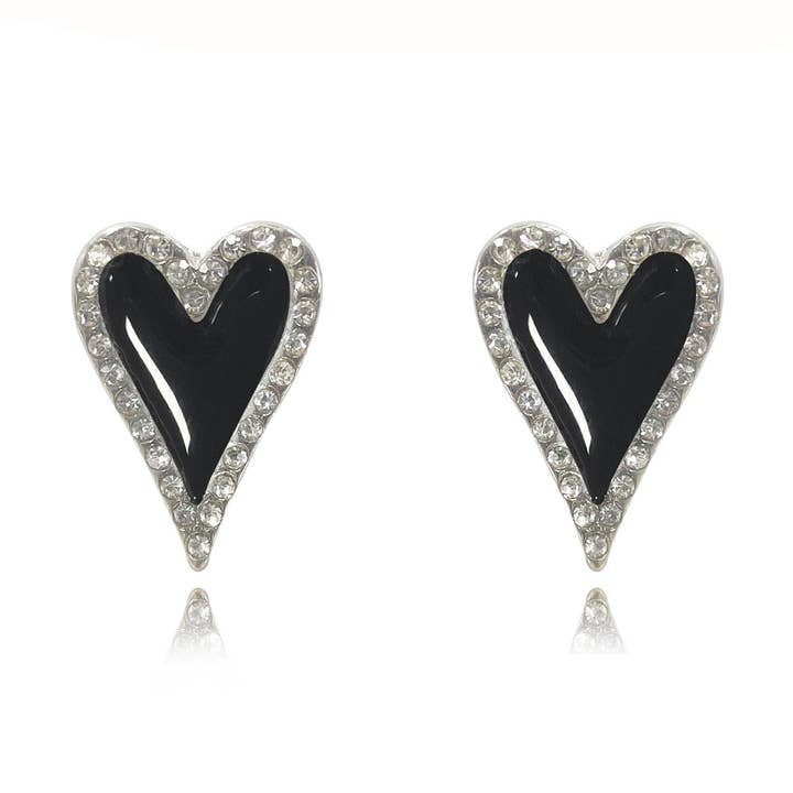 Enamel Heart Halo Earrings for wholesale by Laudic Co