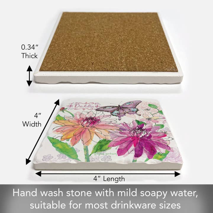 Conimar Promotions - Wholesale Coasters - Floral Essence Motif #6 Single Tumbled Tile Coaster 2