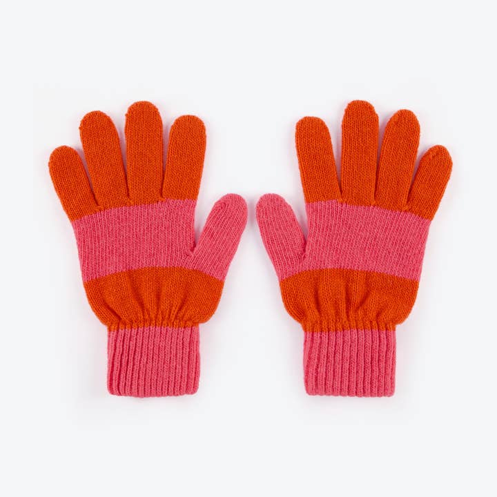 Gants en laine rose et orange pour la vente par Miss PomPom