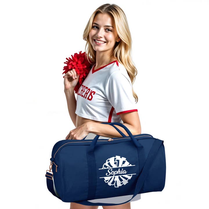 Gradzo - Wholesale Weekender Bag - Women's - Personalized Cheer Duffle Bag – Custom Travel Tote, Navy1