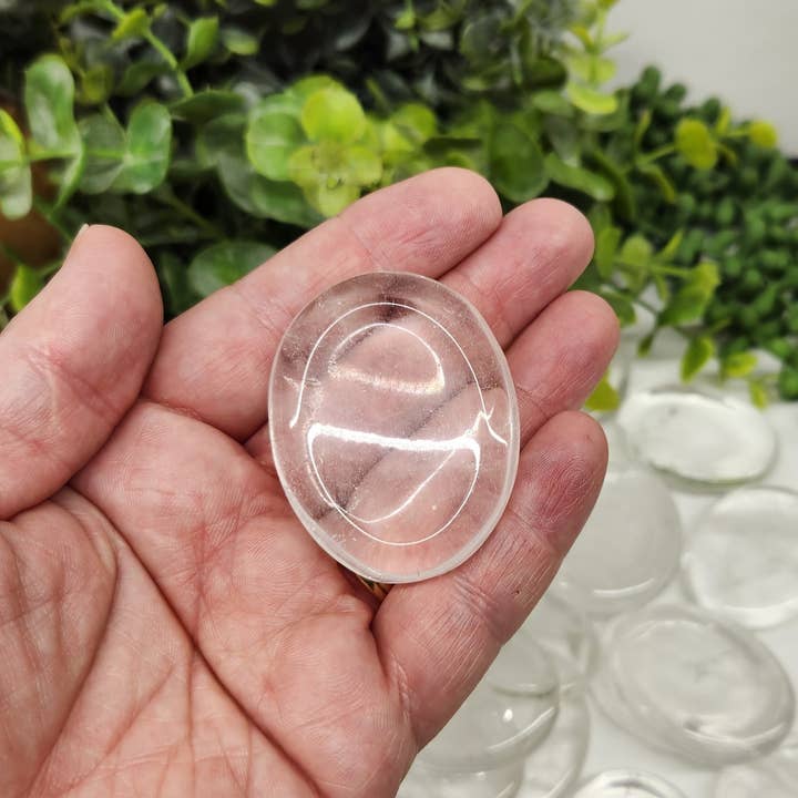 Clear Quartz Gemstone Worry Stones-50x40x10mm(0.5kg/1.1lbs) for wholesale by Meraki Gemstones